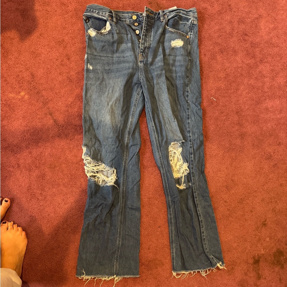Distressed Blue Jeans